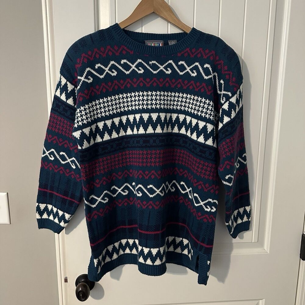 Vintage Paris Sports Club Knit Sweater Ramie Blend Women’s Size Medium